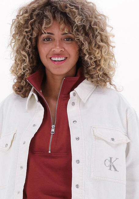 Weiße CALVIN KLEIN Jeansjacke CROPPED UTILITY SHIRT - large