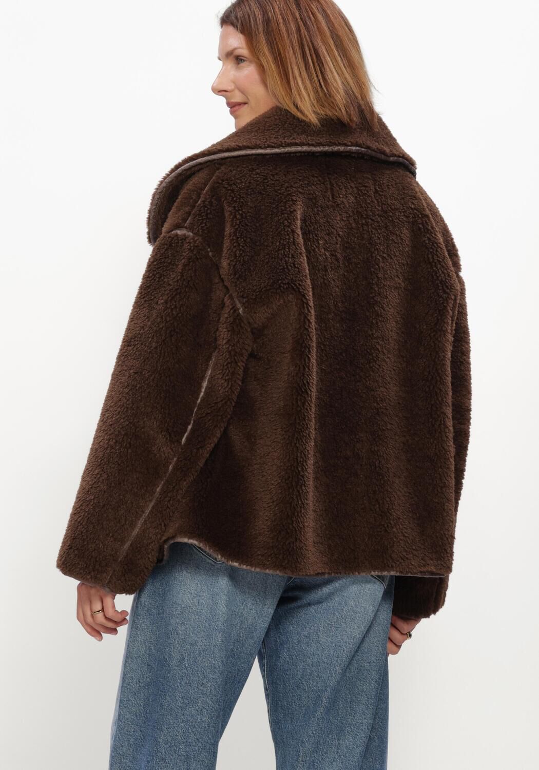 Braune WITHBLACK Teddy-Jacke WBLDAJANA PILE JACKET - large