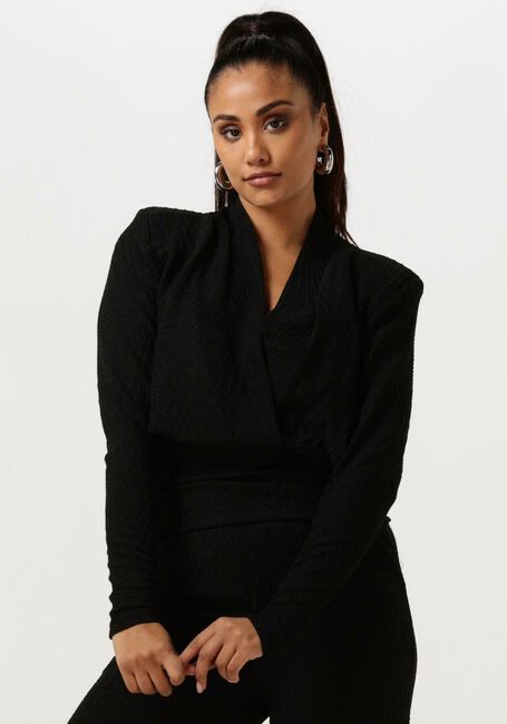 Schwarze ALIX THE LABEL Top LADIES KNITTED LUREX WRAP TOP - large