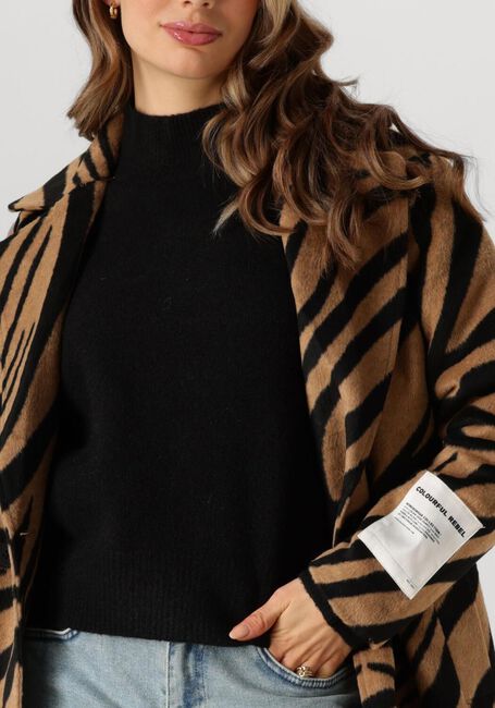 Braune COLOURFUL REBEL Mäntel ZANIA DOUBLE BREASTED WOOL LONG COAT - large