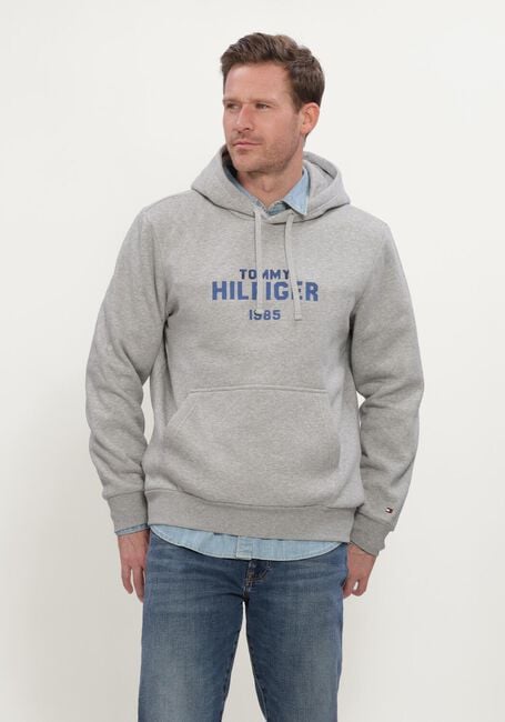 Graue TOMMY HILFIGER Sweatshirt HILFIGER STACK REG FLEECE HOODIE - large