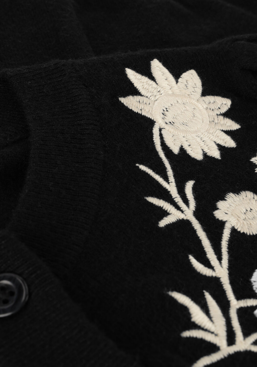 Schwarze OBJECT Strickjacke OBJTHESS S/S KNIT EMBROIDERY CARDIGAN E - large