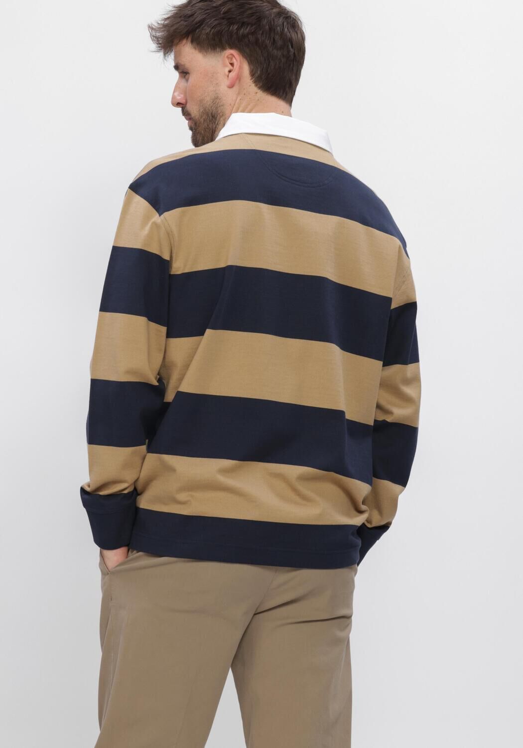 Beige BARBOUR Polo-Shirt BROOME RUGBY SHIRT - large