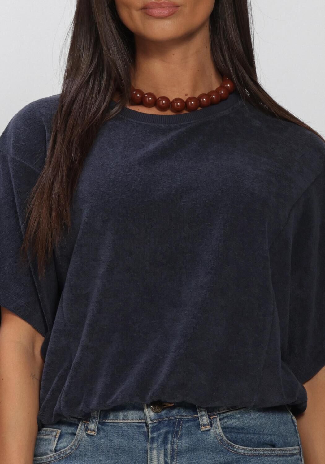 Dunkelblau BY-BAR T-shirt NUKI SLUB TOP - large