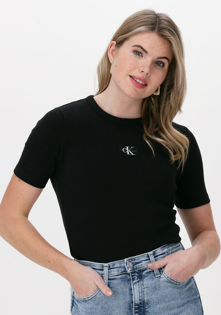 Schwarze CALVIN KLEIN T-shirt BADGE WAFFLE TEE W - large