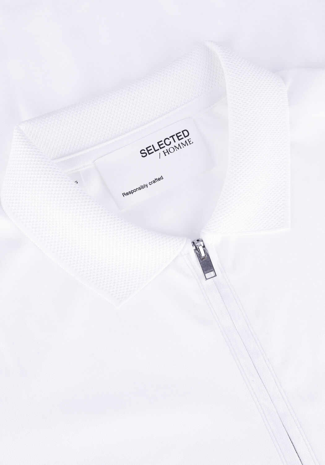 Wei&szlig;e SELECTED MEN Polo-Shirt SLHFAVE ZIP SS POLO B - large