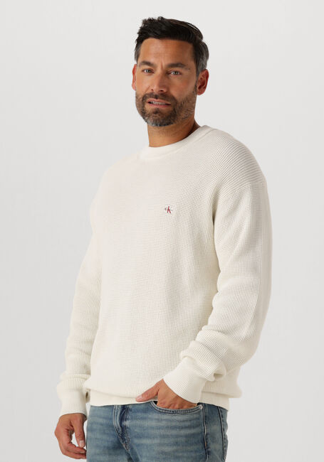 Ecru CALVIN KLEIN Pullover LS EZ COTTON WAFFLE CREWNK SWTR 9 - large