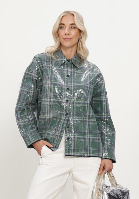 Gr&uuml;ne ALIX THE LABEL Blusen LADIES WOVEN SEQUINS CHECK BLOUSE - large