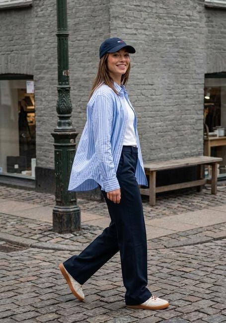 Hellblau TOMMY HILFIGER Blusen ESS POPLIN EASY FIT SHIRT - large