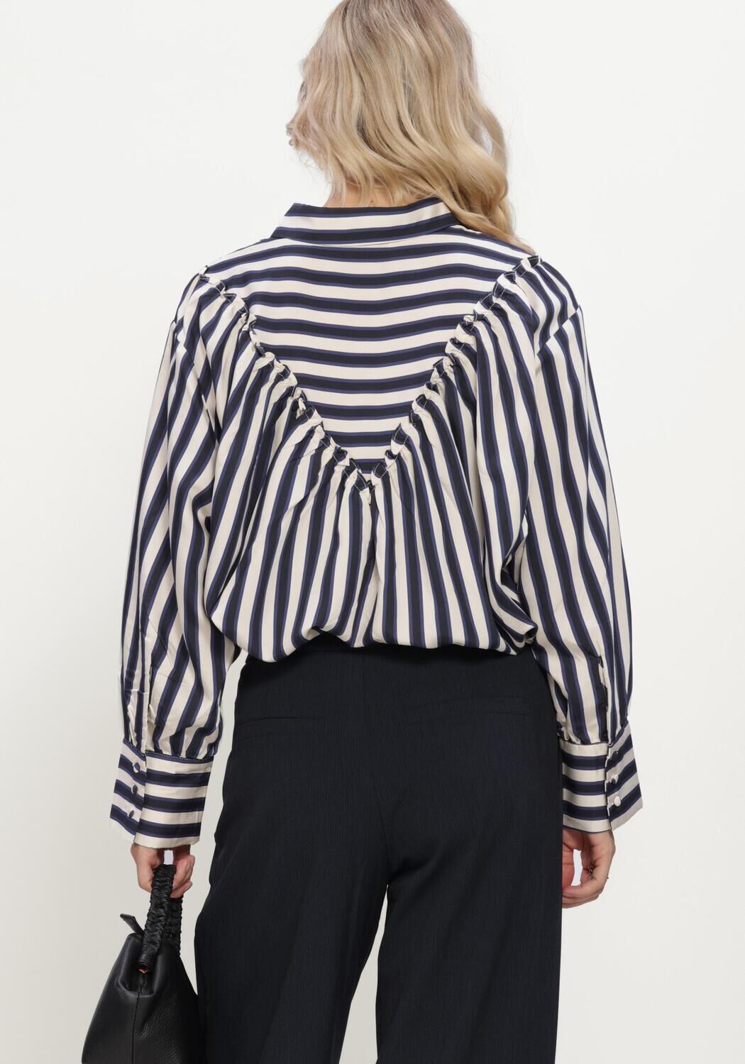 Blaue SUMMUM Blusen BLOUSE STRIPE SATIN - large