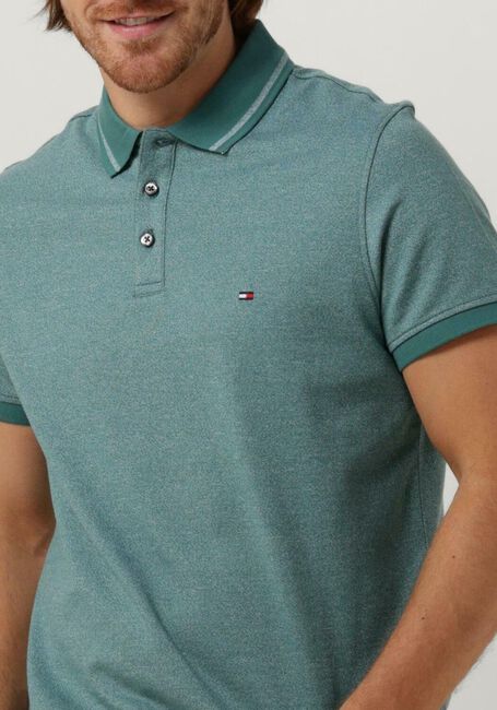Grüne TOMMY HILFIGER Polo-Shirt PRETWIST MOULINE TIPPED POLO - large