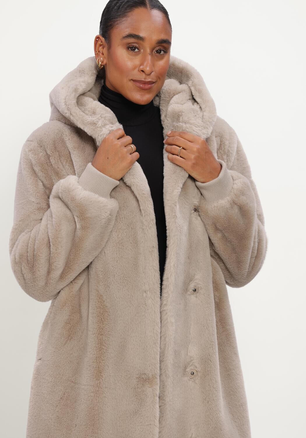 Beige MOSCOW Fake-Fur-Jack 08-08-NADJANA-4 - large
