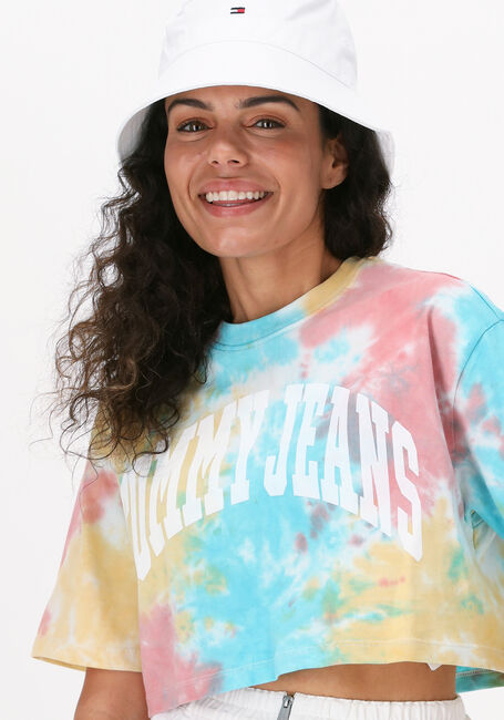 Mehrfarbige/Bunte TOMMY JEANS T-shirt TJW OVRSZD CROP TIEDYE COLLEGE 1 - large