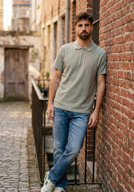 Gr&uuml;ne BUTCHER OF BLUE Polo-Shirt ADRIEN LOOSE ZIP POLO - large