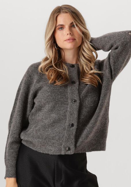 Graue SELECTED FEMME Strickjacke SLFLULU LS KNIT SHORT CARDIGAN - large