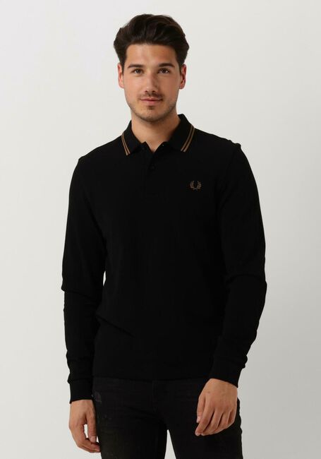 Schwarze FRED PERRY Polo-Shirt LS TWIN TIPPED SHIRT - large