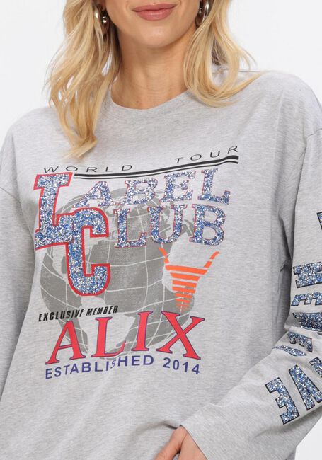 Hellgrau ALIX THE LABEL Top LADIES KNITTED FANCY PRINT LONGSLEEVE T-SHIRT - large