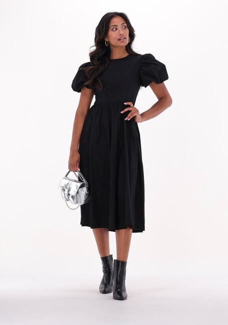 Schwarze NA-KD Midikleid PUFF SLEEVE MIDI DRESS - large
