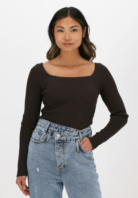 Braune NEO NOIR Top CORINE KNIT BLOUSE - large
