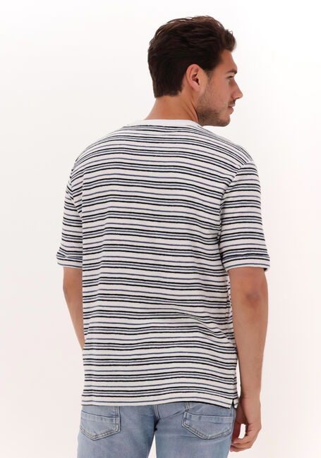 Blaue CAST IRON T-shirt SHORT SLEEVE R-NECK RELAXED FIT BOUCLÉ STRIPE - large