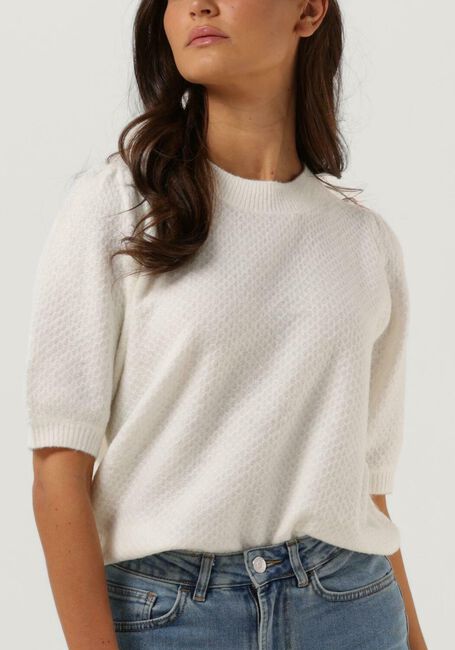 Ecru CC HEART Pullover ELSA DIAMOND KNIT BLOUSE, SHORT SLEEVES - large