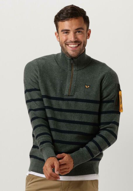 Grüne PME LEGEND Pullover HALF ZIP COLLAR COTTON RIB KNIT - large
