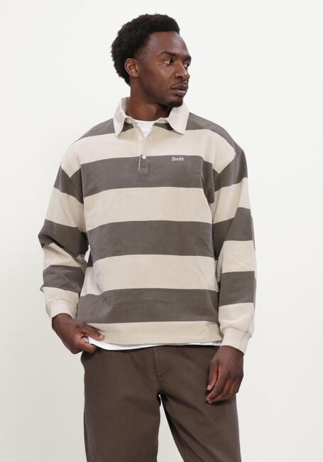 Braune FOR&Eacute;T Polo-Shirt MATCH RUGBY SWEATSHIRT WOOD STRIPE - large