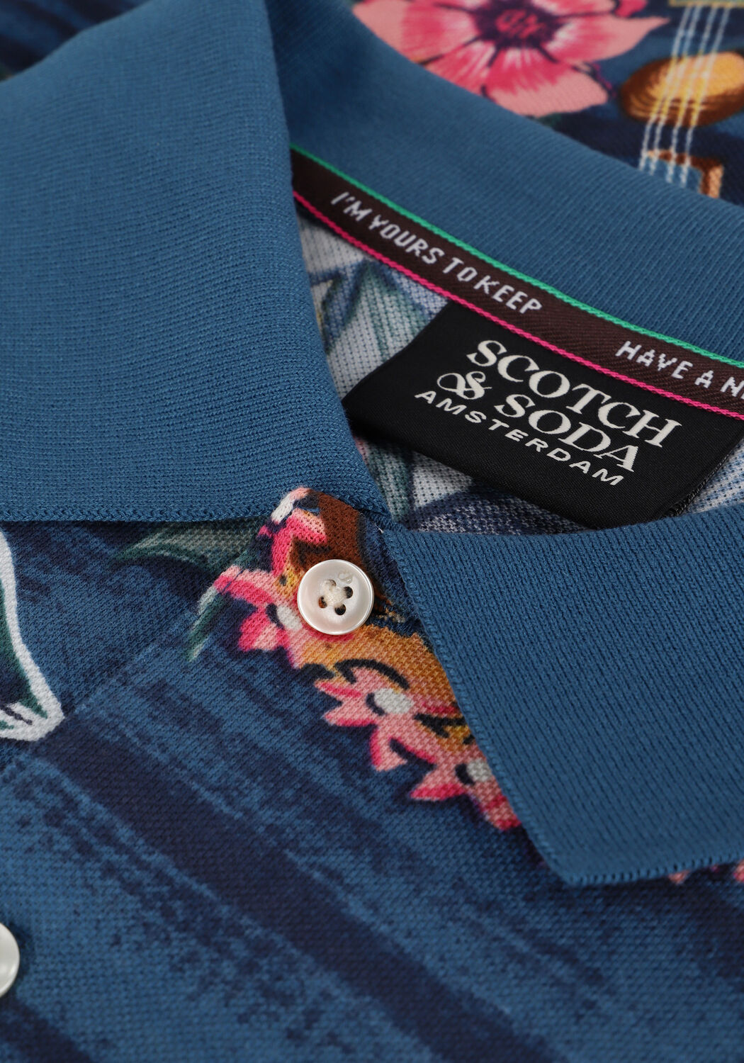 Blaue SCOTCH & SODA Casual-Oberhemd PRINTED PIQUE POLO IN ORGANIC COTTON - large