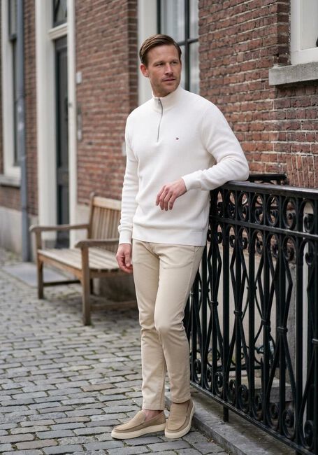 Wei&szlig;e TOMMY HILFIGER Pullover REFINED STRUCTURE ZI - large