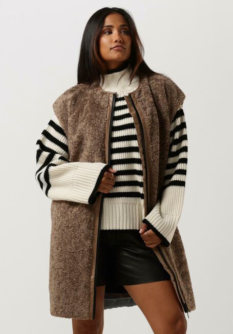 Braune CO'COUTURE Gilet VERONIC FUR - large