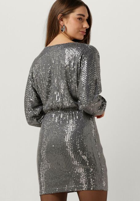 Silberne COLOURFUL REBEL Minikleid BELLE SEQUINS DEEP V-NECK MINI DRESS - large