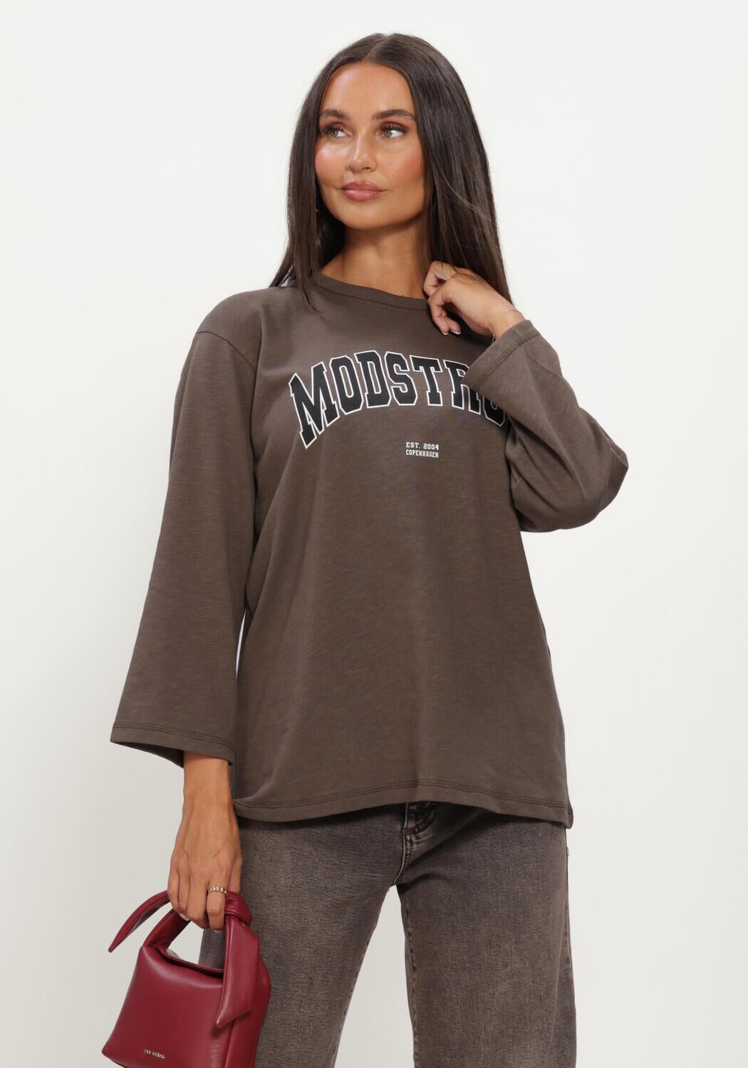 Braune MODSTR&Ouml;M Tops & T-shirts BAMBOOMD T-SHIRT - large