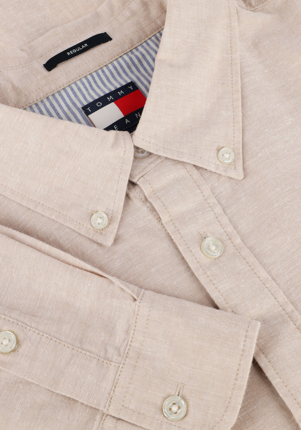 Beige TOMMY JEANS Casual-Oberhemd TJM REG LINEN BLEND LS SHIRT EXT - large
