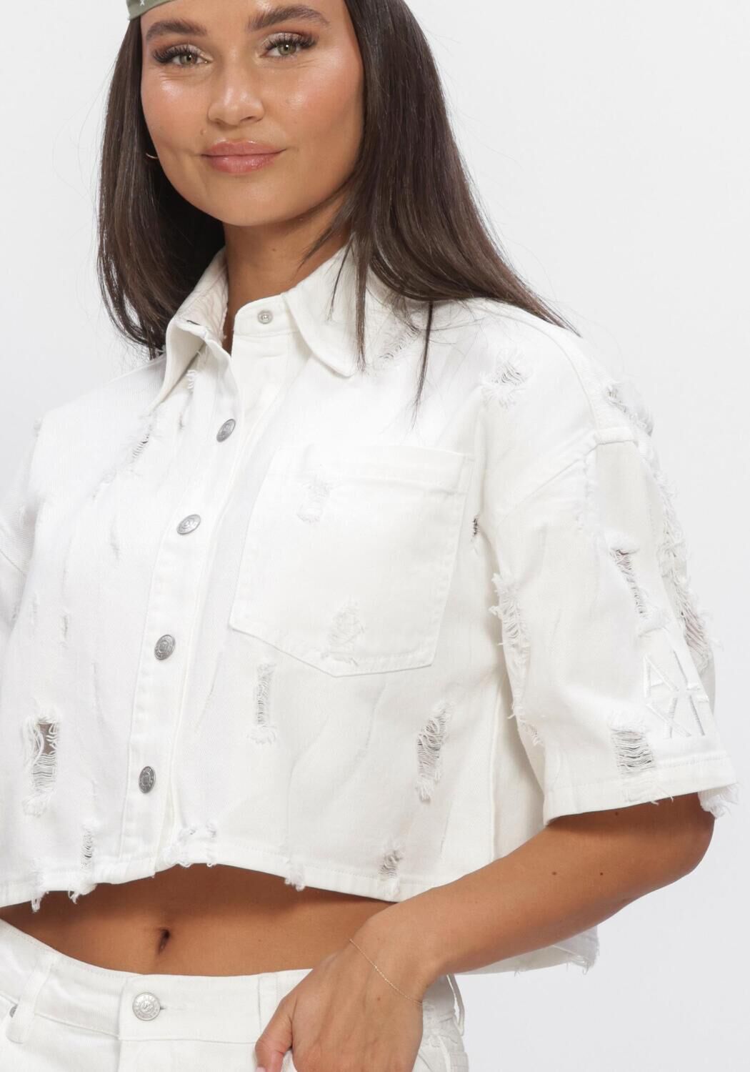 Wei&szlig;e ALIX THE LABEL Blusen LADIES WOVEN DAMAGED DENIM BLOUSE - large