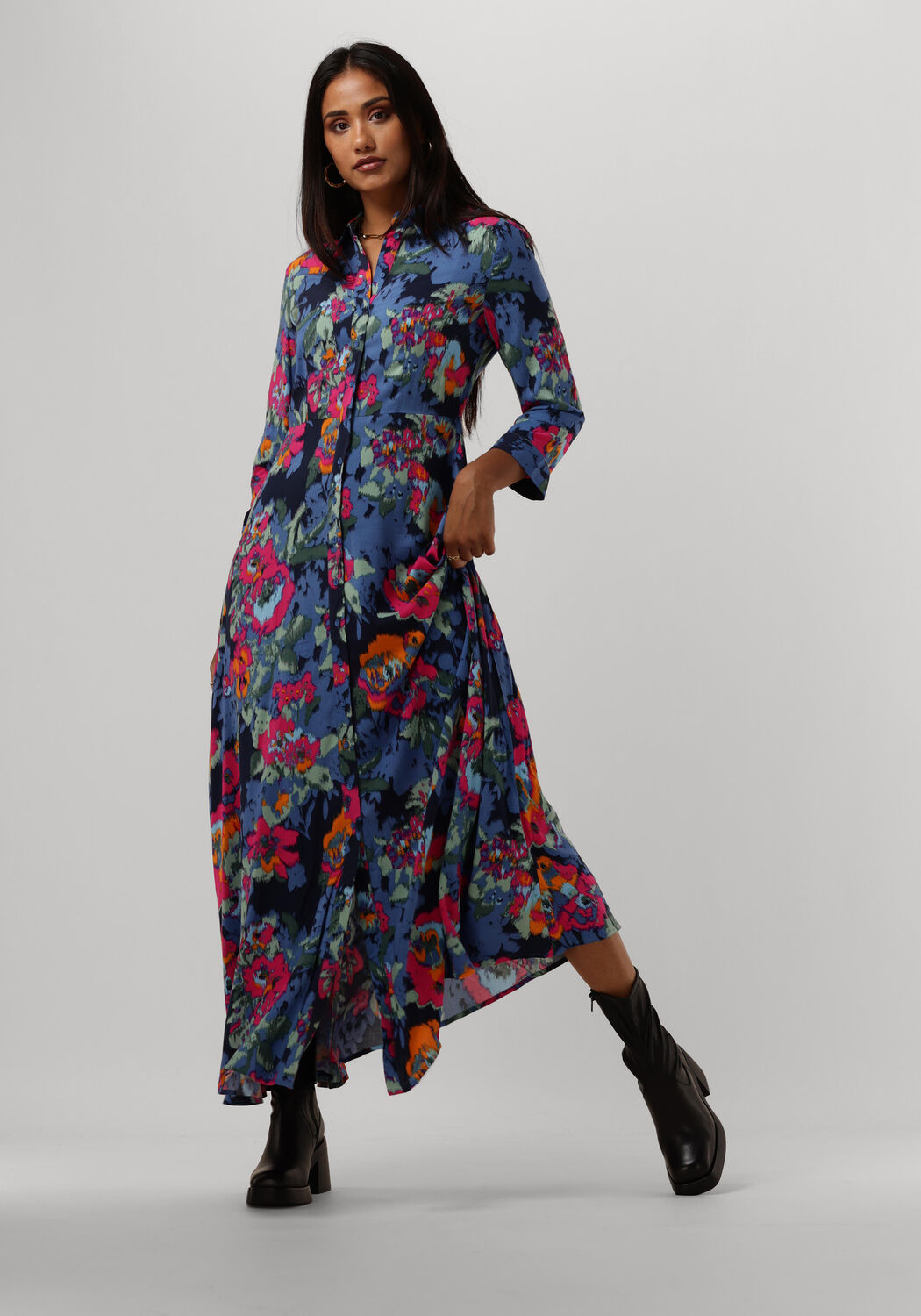 blaue y.a.s. maxikleid yassavanna long shirt dress