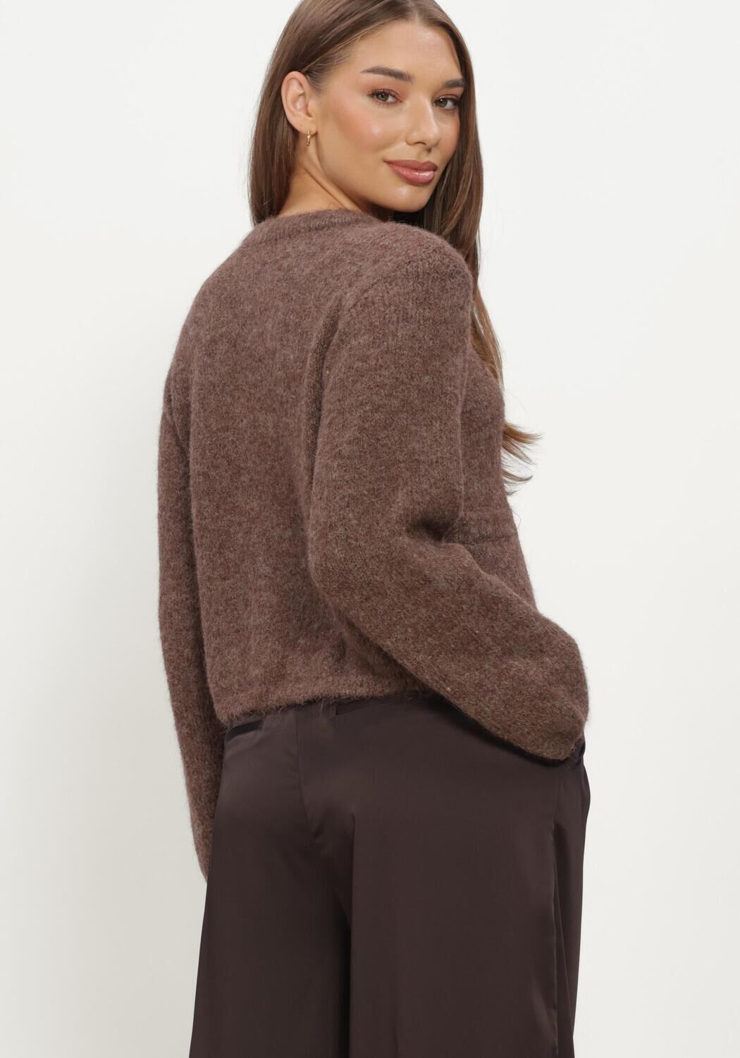 Braune OBJECT Strickjacke OBJSAGGIA RE L/S KNIT CARDIGAN - large
