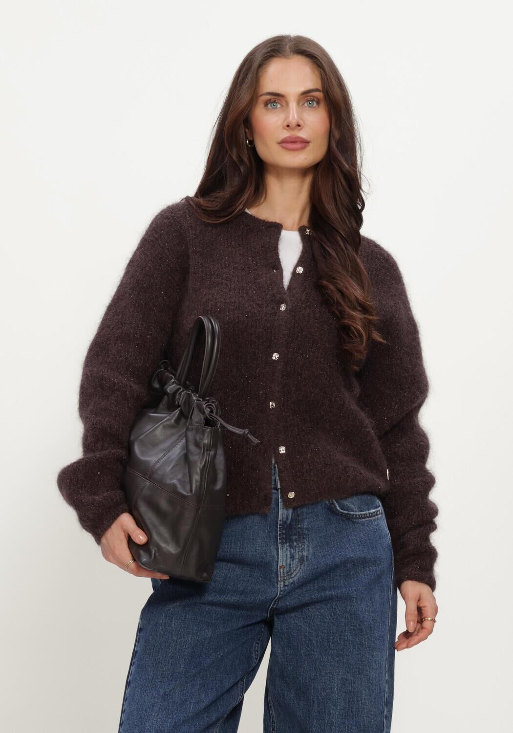 Braune STUDIO ANNELOES Pullover Bibi sparkle cardigan - large
