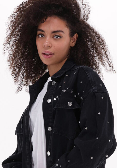 Schwarze ALIX THE LABEL Jeansjacke LADIES WOVEN STUDDED DENIM JACKET - large