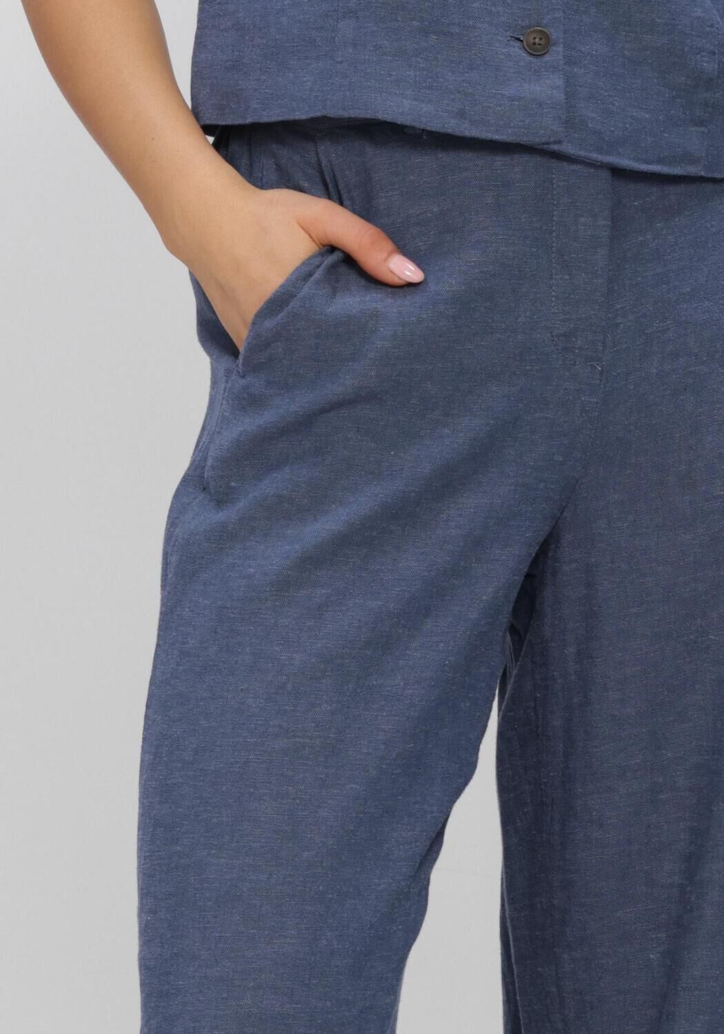 Blaue MSCH COPENHAGEN Hose MSCHPENNIE GINIA HW PANTS - large