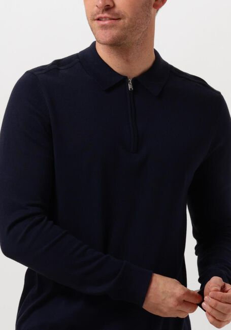 Dunkelblau SELECTED HOMME Polo-Shirt SLHBERG LS HALF ZIP POLO - large