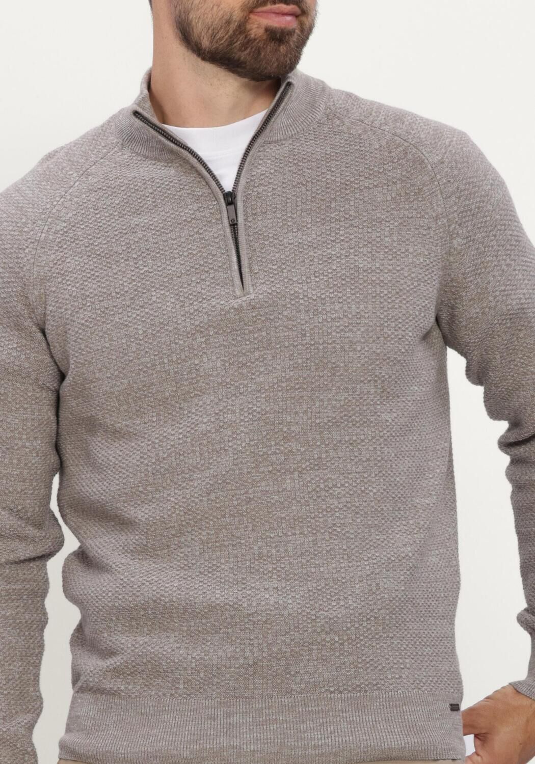 Taupe GENTILUOMO Pullover TURTLE ZIP LS - large