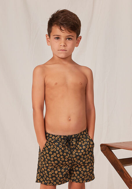 Schwarze RYLEE + CRU Badehosen BOYS BOARDSHORT - large