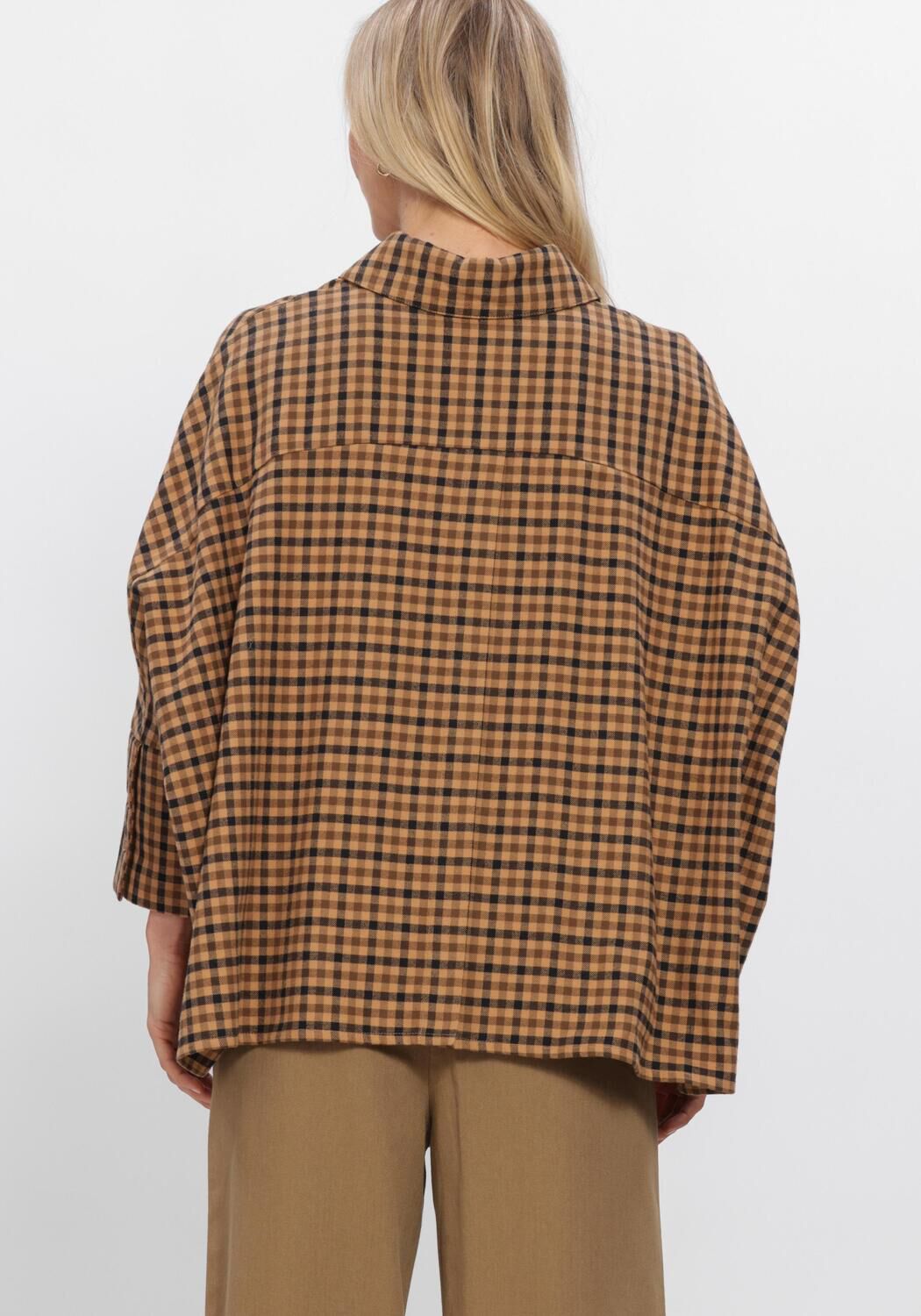 Camelfarbene WITHBLACK Blusen WBLMADISON CHECK BAT SHIRT - large