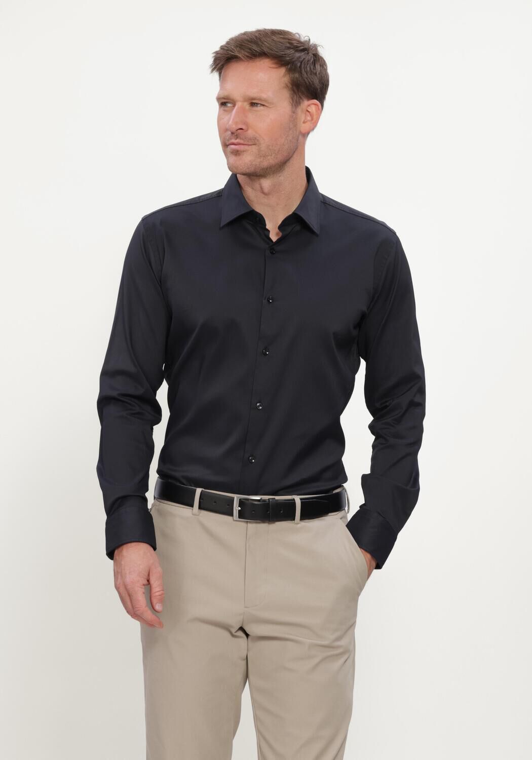 Dunkelblau BOSS BLACK Klassisches Oberhemd P-HANK-KENT-C1-222 - large