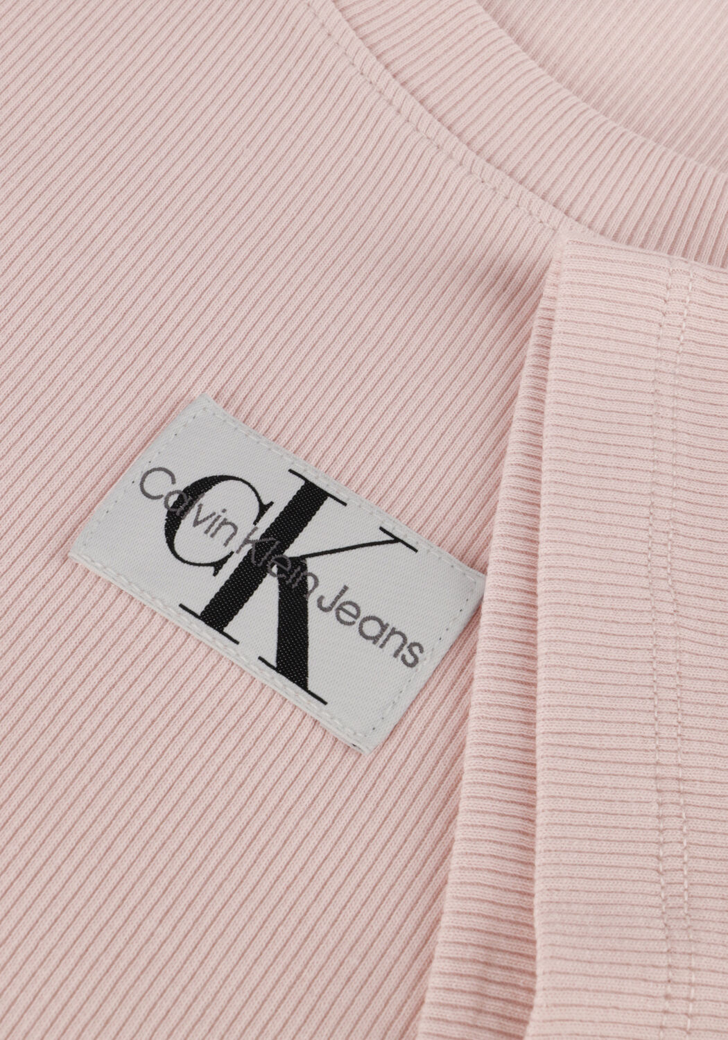 Hell-Pink CALVIN KLEIN T-shirt WOVEN LABEL RIB SLIM TEE - large