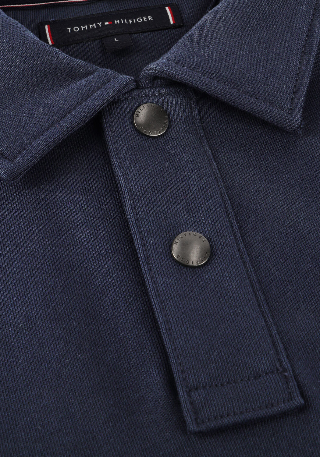 Dunkelblau TOMMY HILFIGER Pullover ESSENTIAL TERRY POLO SNAP SWEAT - large