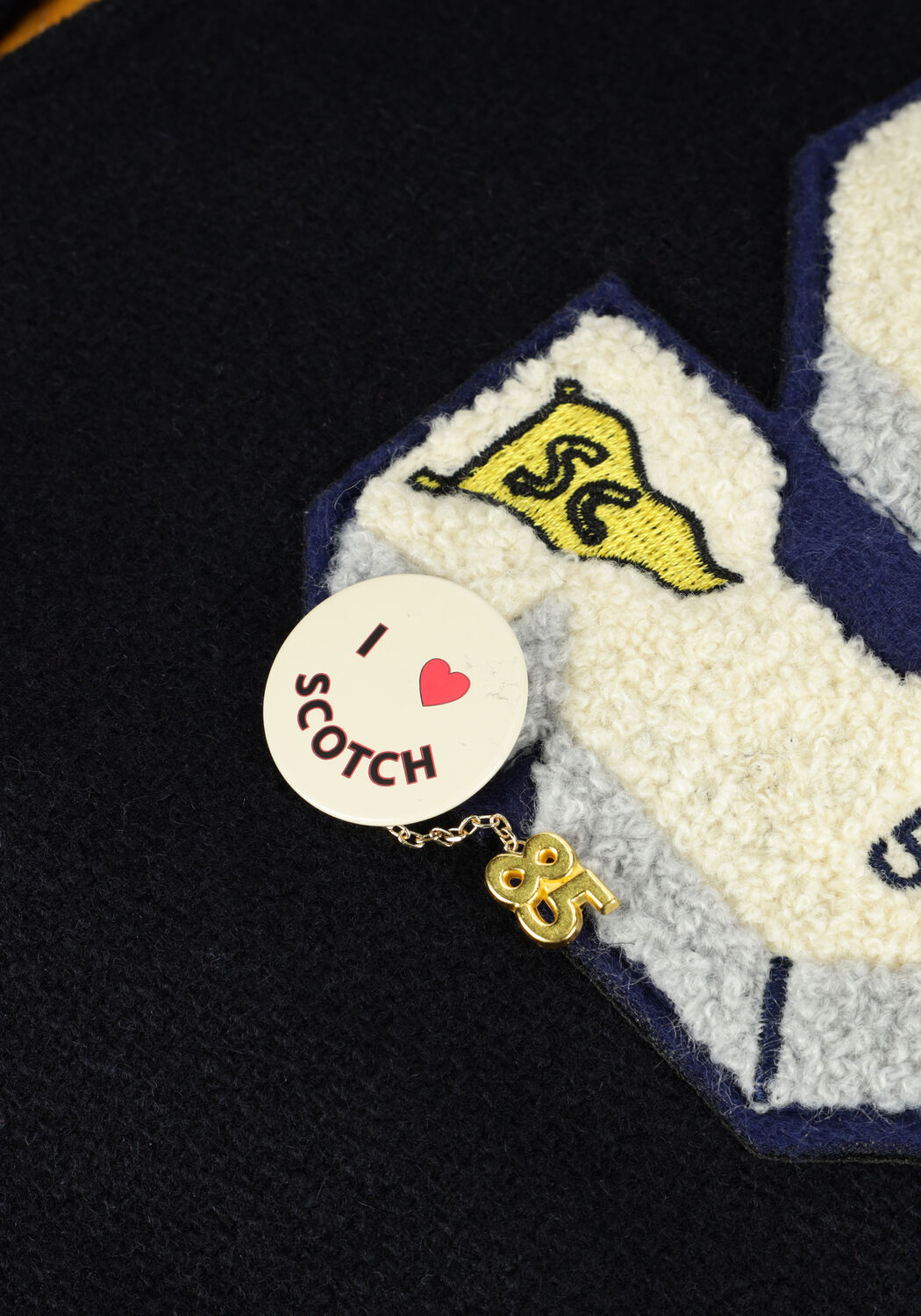 Blaue SCOTCH & SODA Jack WOOL + LEATHER COLLEGE JACKET - large