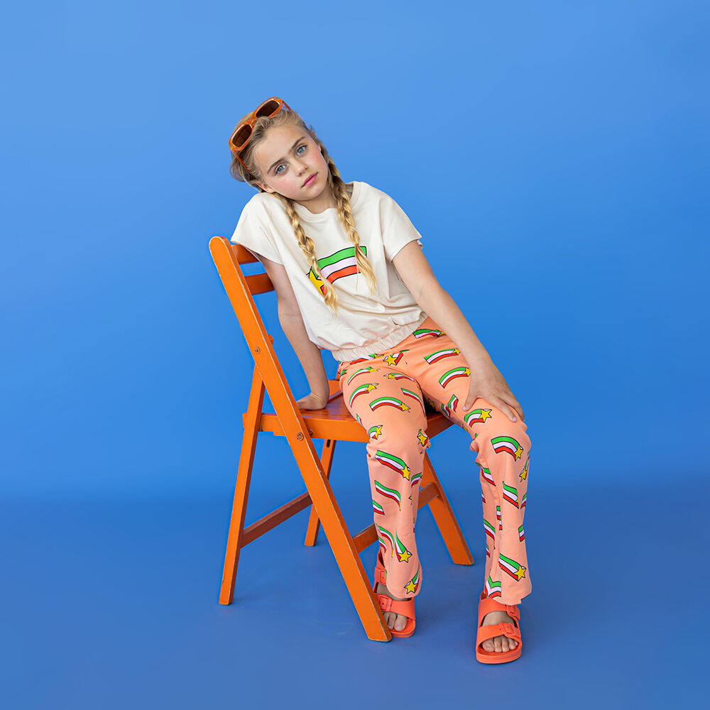 Orangene CARLIJNQ Schlaghose STAR - FLARED LEGGING - large