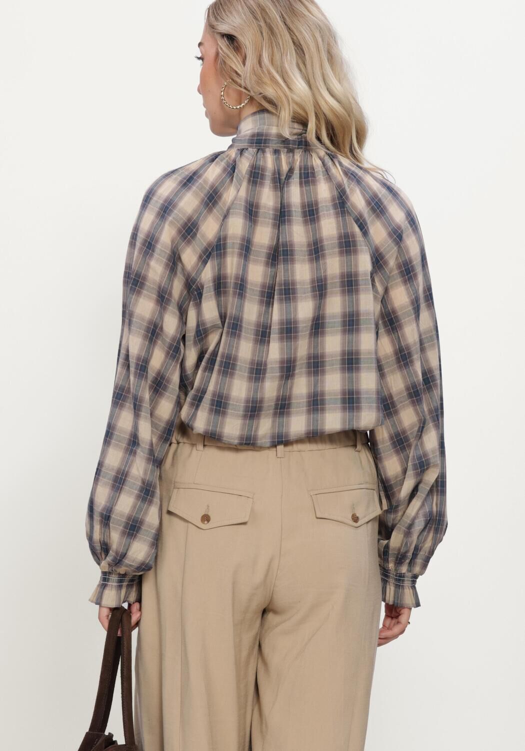 Mehrfarbige/Bunte SUMMUM Blusen TOP BLUE CHECK - large