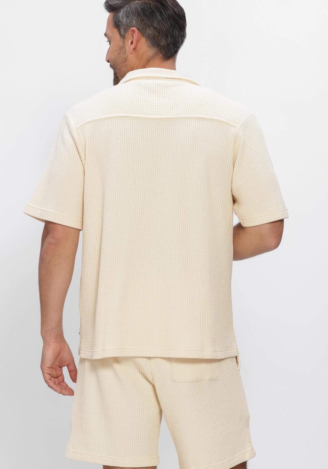 Beige SHIWI Casual-Oberhemd DEAN WAFFLE STRUCTURE SHORTSLEEVE - large